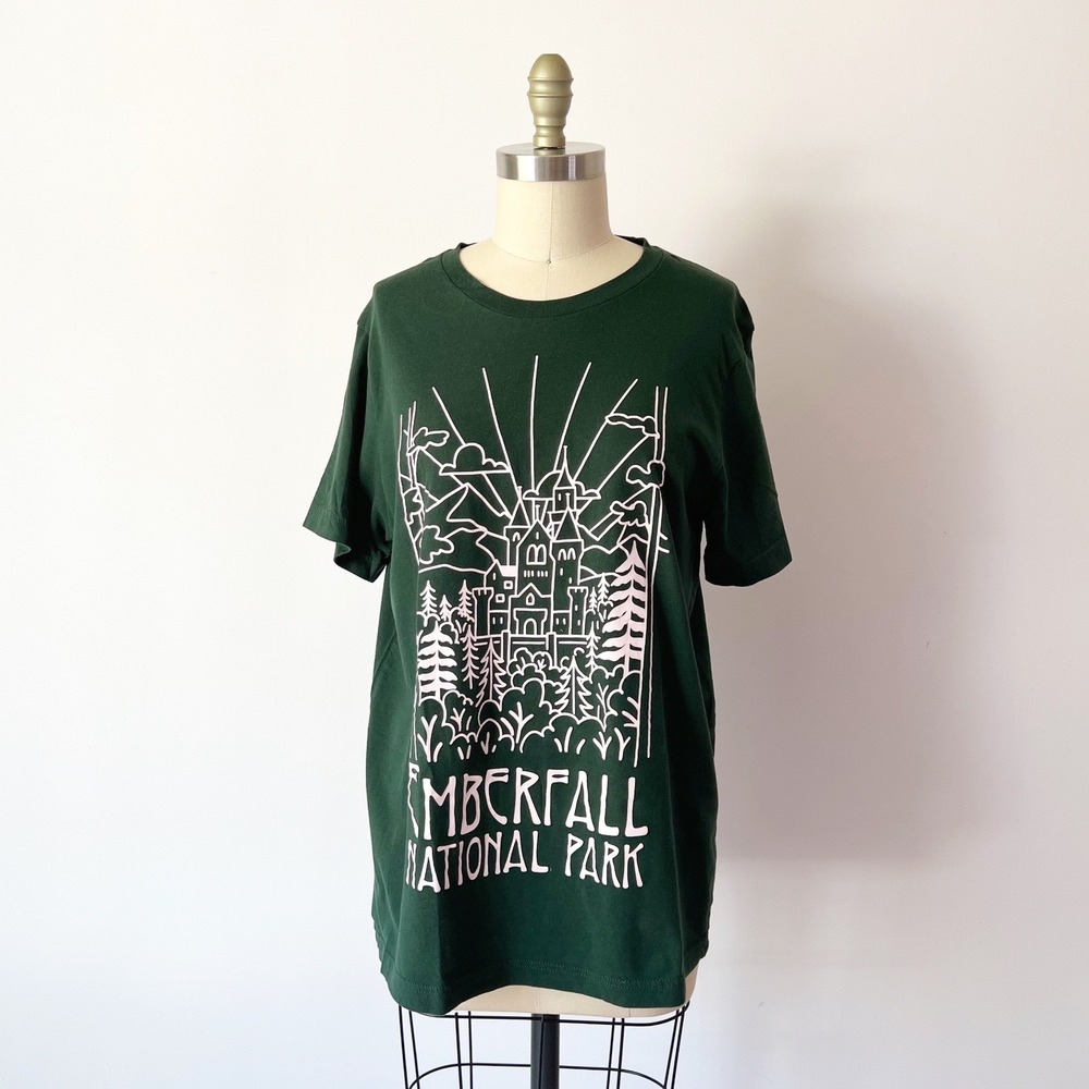 The Bookish Box Emberfall National Park T-Shirt Green Cursebreaker Graphic Tee